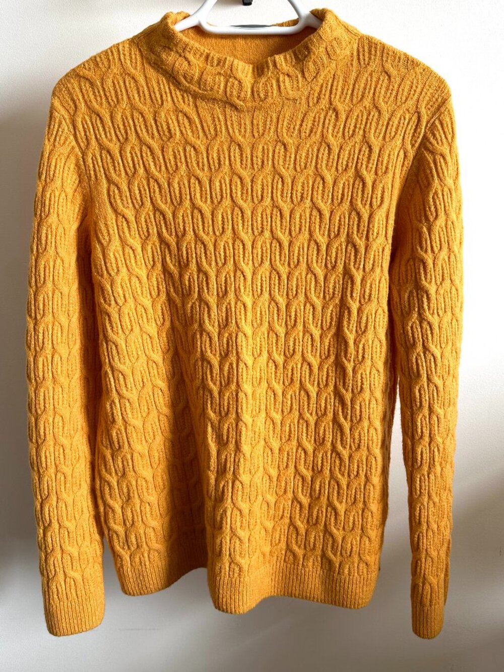 OLSEN Henny Marigold Orange Cable Knit Mock Neck Pullover Sweater Size M/ 8
